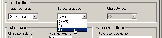 Selecting the target language